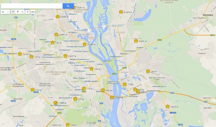 В Киеве создали карту будущих скандальных застроек